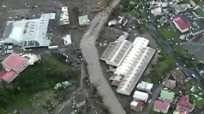 Aerial footage of devastation caused by Hurricane Maria in Dominica