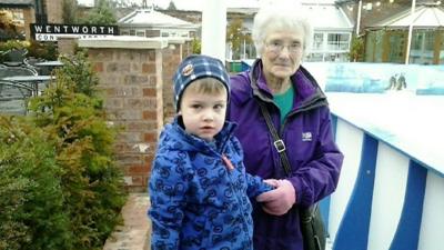 Great grandma with great grandson