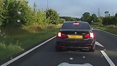 Car braking in front of another car