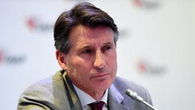 Lord Coe at a news conference in Monaco