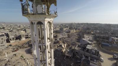 UAV shots of the Shejaiya district of Gaza one year after the conflict