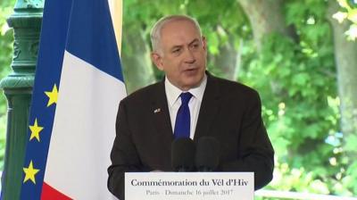 Speaking in France, the Israeli prime minister says militants seek to destroy "anyone that stands in their way".