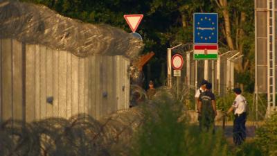 The border between Hungary and Serbia