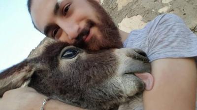 Hasan Kizil and a donkey