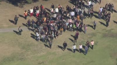 Aerial footage of the San Bernadino shooting scene