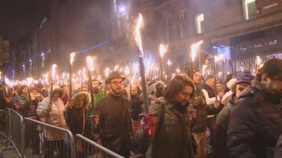 Torchlight procession in Edinburgh