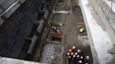 Overhead view of Roman ruins