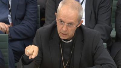 The Archbishop of Canterbury, the Most Rev Justin Welby, giving evidence to the Commons Home Affairs Select Committee. 7 June 2016.