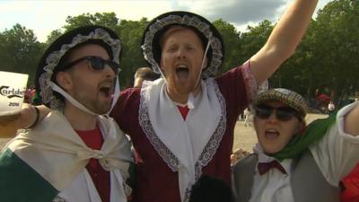 Wales fans celebrate