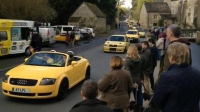 Yellow car convoy