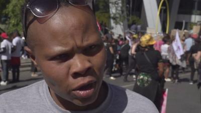 Woman protester in Johannesburg