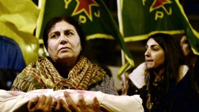 Kurdish woman at a rally