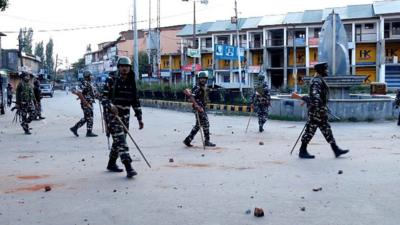 Indian security forces in Srinagar