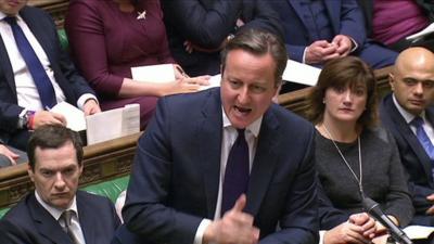 David Cameron during PMQs