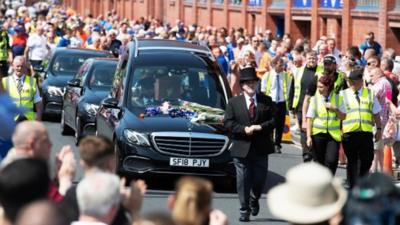 Funeral cortege at Ibrox