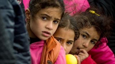 Child at camp for migrants and refugees at Greek-Macedonian border