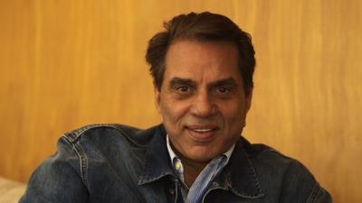 Indian film actor Dharmendra at his residence