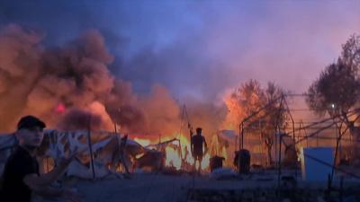 Moria camp in flames