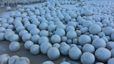 A beach in Siberia has been transformed.