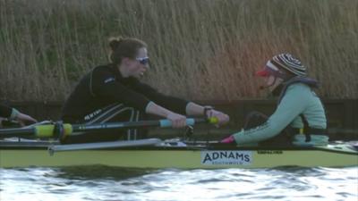 Cambridge Women's Boat Race team in training