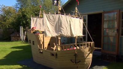 Cardboard pirate ship