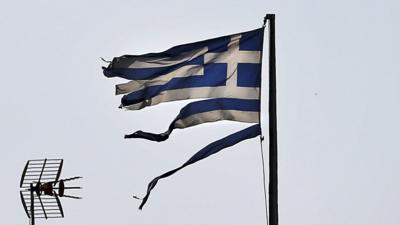 Tattered Greek flag