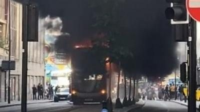 Bus fire on Lime Street