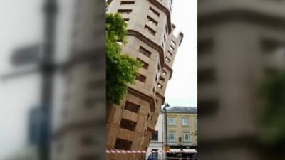 The moment the cardboard castle toppled over was filmed on a phone by eight-year-old Tyler-James Cox