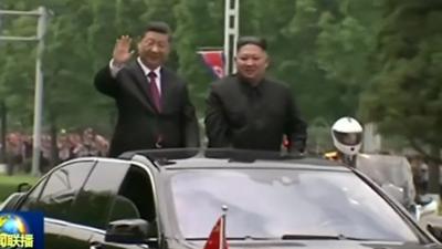 Xi Jinping and Kim Jong-un in a car