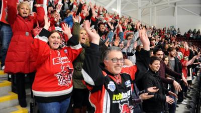 Cardiff Devils fans at Ice Arena Wales