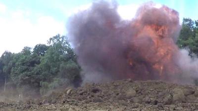 World War One shell being detonated