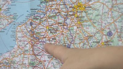 Pointing to Wallonia on a map