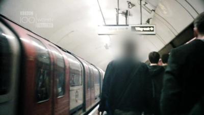 Undercover camera with a man's head blurred