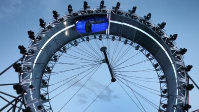 The Jaguar F-PACE is unveiled as it drives round a giant loop the loop track on September 14, 2015 in Frankfurt, Germany. Jaguar is celebrating it's 80th year by revealing the new F-PACE car a to global audience