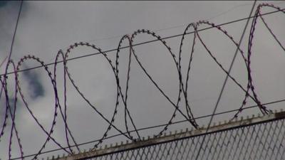 Barbed wire on the prison wall