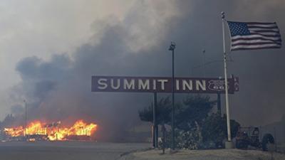 Summit Inn, a popular roadside diner at the crest of historic Route 66 in Oak Hills, Calif. burns to the ground after a fast burning wildfire swept through the town