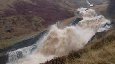 Torrent of water in the Peak District