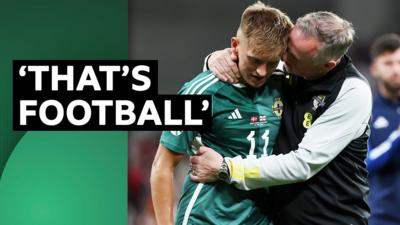 Callum Marshall in consoled by Norhern Ireland boss Michael O'Neill