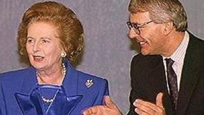 Margaret Thatcher and John Major