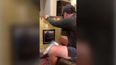 A US daughter surprised her stepfather by framing the inspiring messages he left on her door growing up.