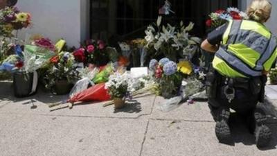 Flowers at scene of church attack in Charleston