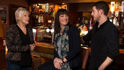 Boy Meets Girl stars Denise Welch (left), Rebecca Root (centre) and Harry Hepple