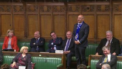 MP Keith Vaz wearing Leicester City football scarf