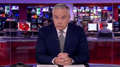 Huw Edwards in the studio