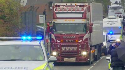 Container lorry in Grays