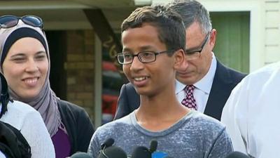 Ahmed Mohamed speaks to reporters