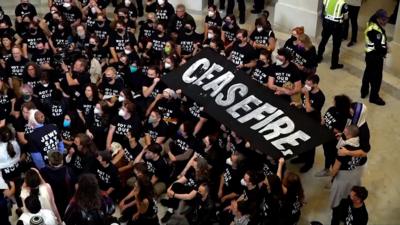 Protesters call for a ceasefire