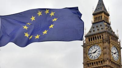 An EU flag and Big Ben.