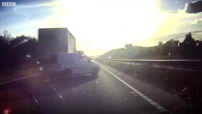 Van crashing into lorry