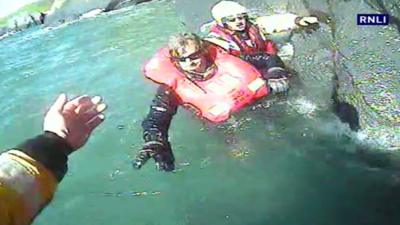 Paraglider rescued from cliffs at Aberystwyth, Ceredigion